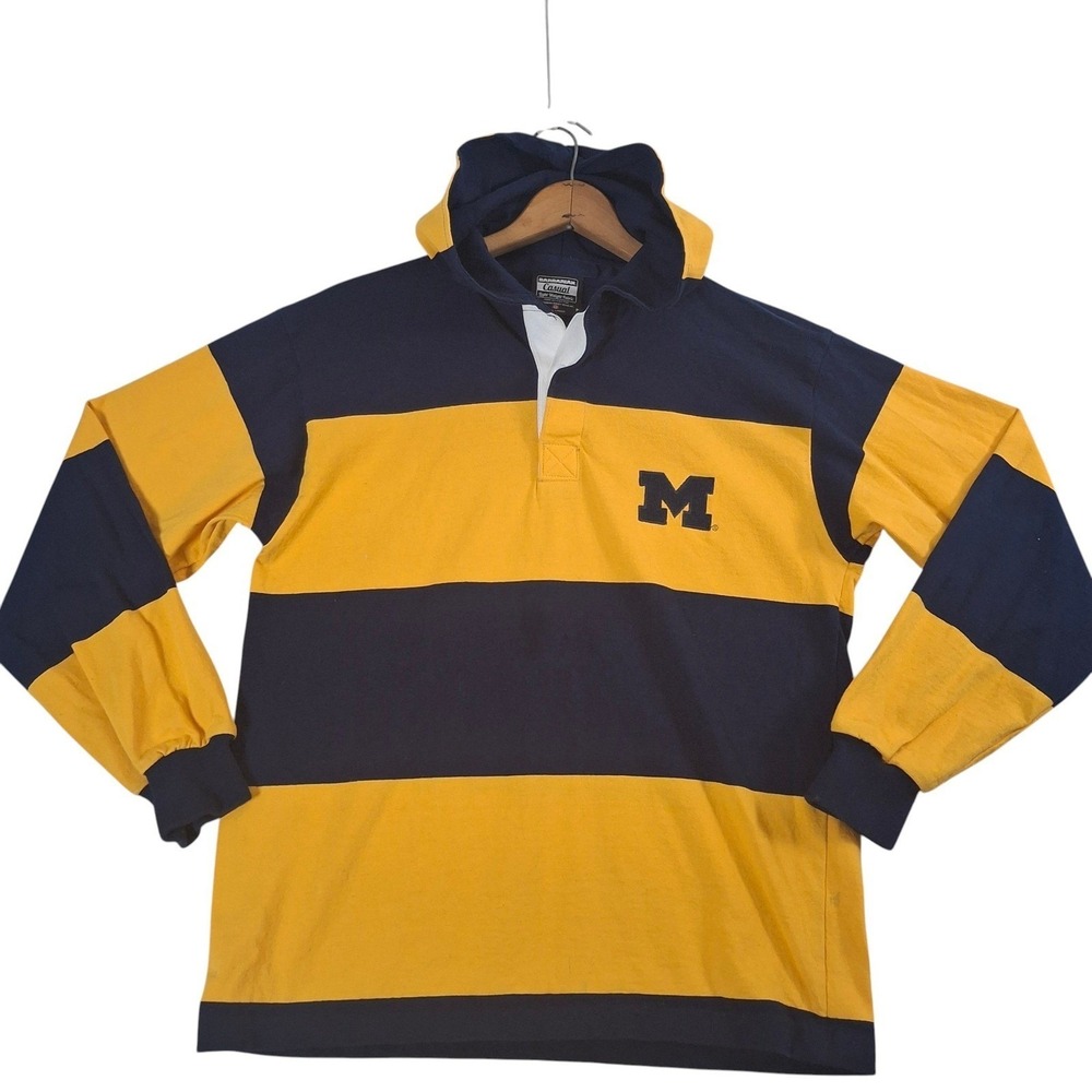 Vintage Barbarian Rugby Hoodie Shirt Men's Small University Michigan Wolverines